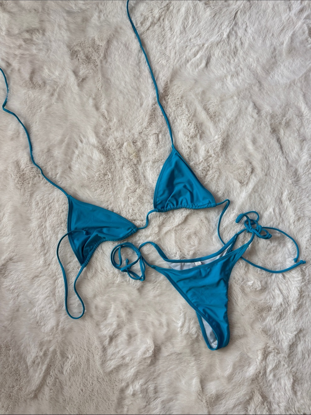 Teal String Triangle Bikini Set - Adjustable Tie Swimwear